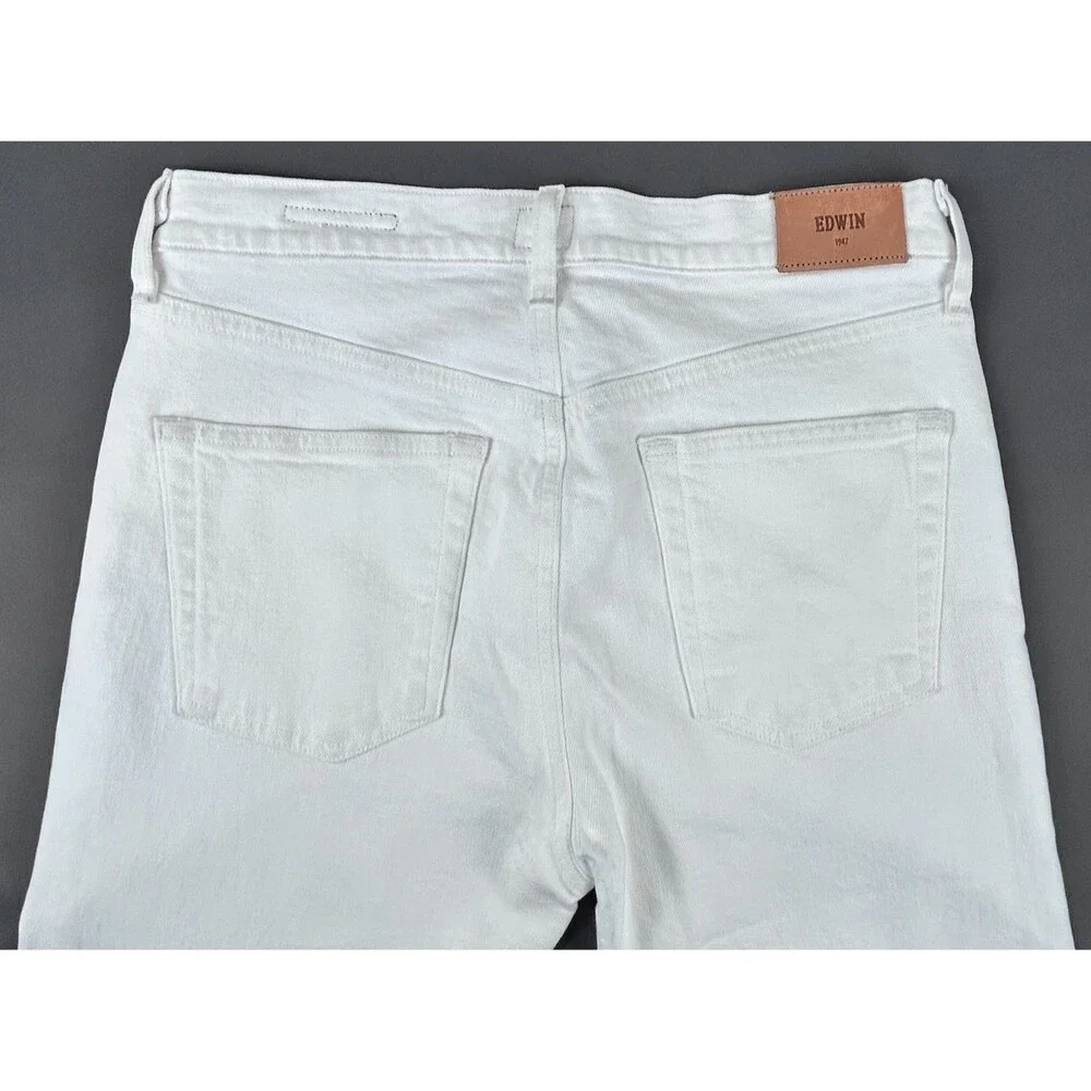 EDWIN Hana Classic Tapered Button Fly 5 Pocket White denim Jeans size 27 - Picture 2 of 12